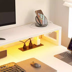 Besiost 66-73 Bureau réversible en L avec station de charge, bureau d'ordinateur pour bureau à domicile avec lumières LED et tiroirs