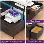 Besiost 66-73 Bureau réversible en L avec station de charge, bureau d'ordinateur pour bureau à domicile avec lumières LED et tiroirs
