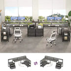 Besiost 66-73 Bureau réversible en L avec station de charge, bureau d'ordinateur pour bureau à domicile avec lumières LED et tiroirs