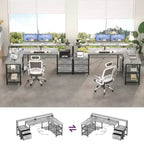 Besiost 66-73 Bureau réversible en L avec station de charge, bureau d'ordinateur pour bureau à domicile avec lumières LED et tiroirs
