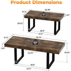Zevemomo 63-78.7 Table de ferme extensible, 6-10 places avec glissières métalliques et pieds coniques en U, table rectangulaire marron rustique pour salle à manger et bureau