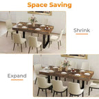 Zevemomo 63-78.7 Table de ferme extensible, 6-10 places avec glissières métalliques et pieds coniques en U, table rectangulaire marron rustique pour salle à manger et bureau