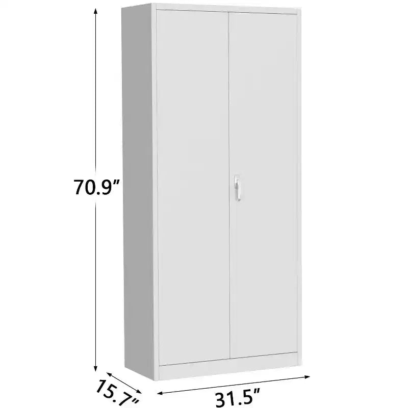 Armoire de rangement haute en métal avec étagères réglables et serrure, casier autoportant de 71 pouces pour garage et cellier