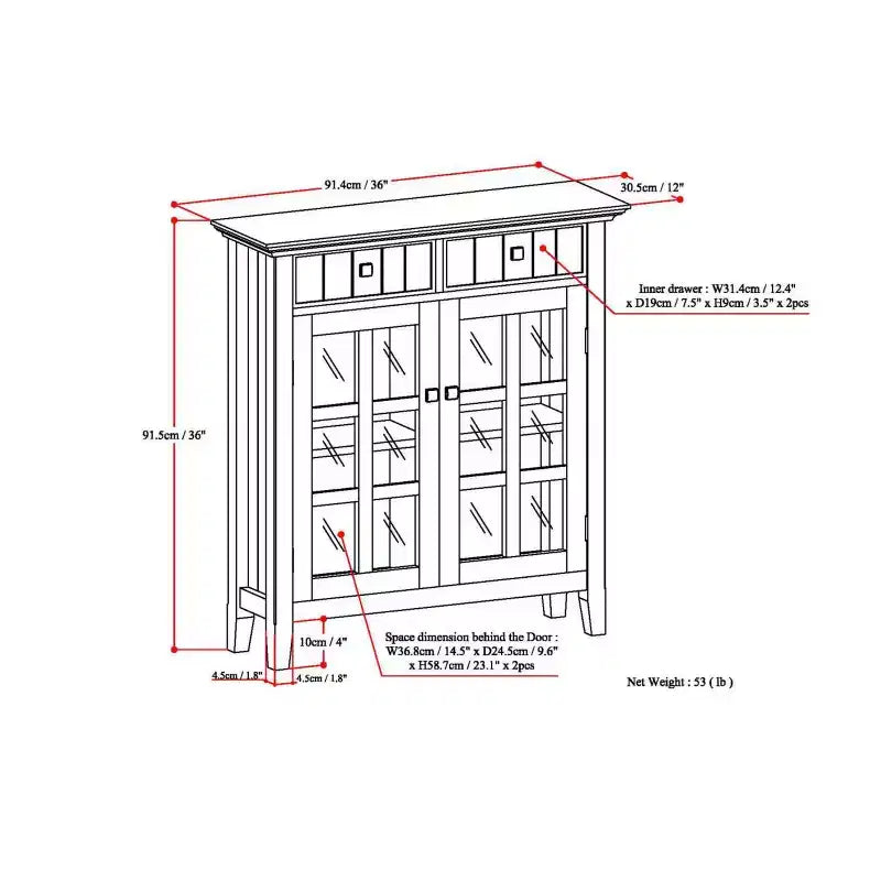 HomeStockMeuble de rangement pour entrée ou couloir en bois massif, collection Acadian, 36 po de large, style transitionnel
