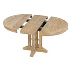 Okak 56IN Table à manger ronde extensible style ferme, Table ronde avec piédestal robuste, Table pliante pour cuisine, salle à manger