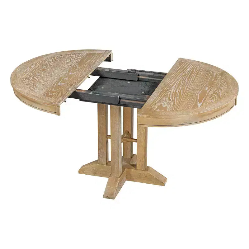 Okak 56IN Table à manger ronde extensible style ferme, Table ronde avec piédestal robuste, Table pliante pour cuisine, salle à manger