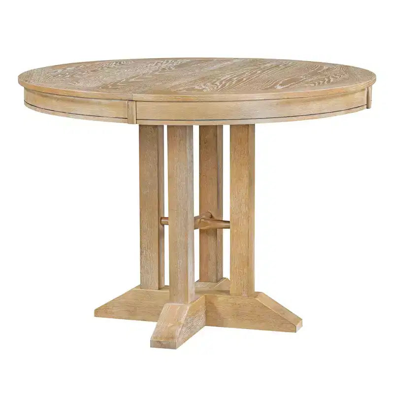 Okak 56IN Table à manger ronde extensible style ferme, Table ronde avec piédestal robuste, Table pliante pour cuisine, salle à manger
