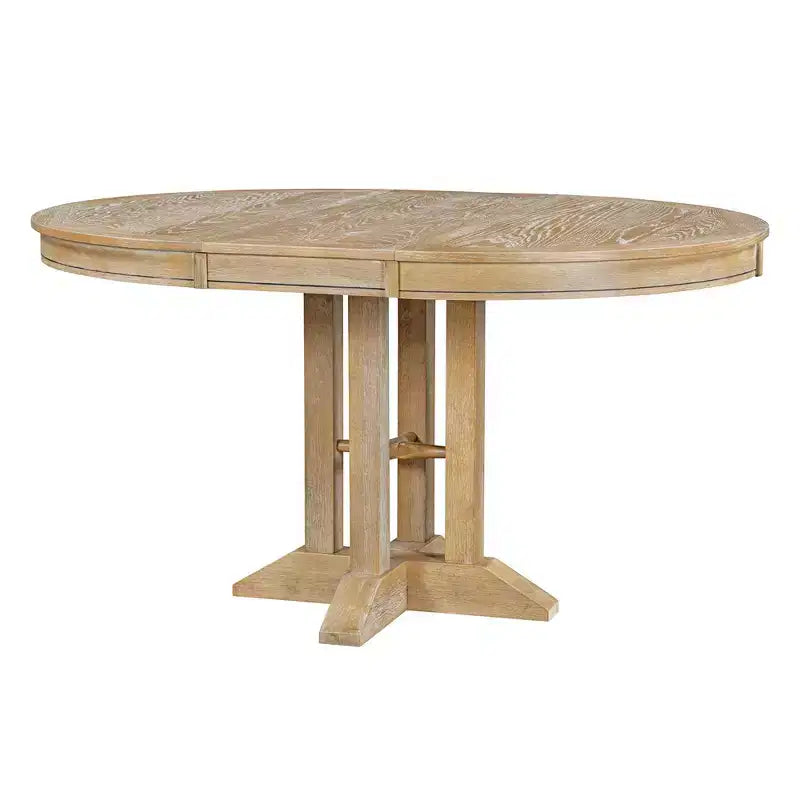 Okak 56IN Table à manger ronde extensible style ferme, Table ronde avec piédestal robuste, Table pliante pour cuisine, salle à manger