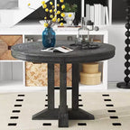 Okak 56IN Table à manger ronde extensible style ferme, Table ronde avec piédestal robuste, Table pliante pour cuisine, salle à manger