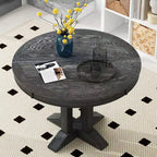 Okak 56IN Table à manger ronde extensible style ferme, Table ronde avec piédestal robuste, Table pliante pour cuisine, salle à manger