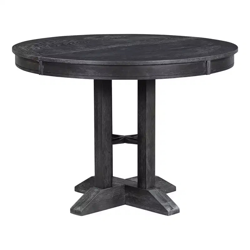 Okak 56IN Table à manger ronde extensible style ferme, Table ronde avec piédestal robuste, Table pliante pour cuisine, salle à manger