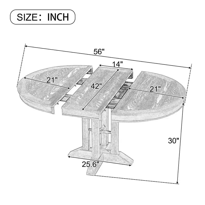 Okak 56IN Table à manger ronde extensible style ferme, Table ronde avec piédestal robuste, Table pliante pour cuisine, salle à manger