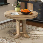 Okak 56IN Table à manger ronde extensible style ferme, Table ronde avec piédestal robuste, Table pliante pour cuisine, salle à manger