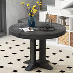 Okak 56IN Table à manger ronde extensible style ferme, Table ronde avec piédestal robuste, Table pliante pour cuisine, salle à manger