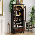 Meuble de rangement bibliothèque garde-manger de luxe vintage Famapy : Sculptures complexes, accents dorés, portes vitrées - Sublimez votre espace