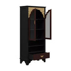 Meuble de rangement bibliothèque garde-manger de luxe vintage Famapy : Sculptures complexes, accents dorés, portes vitrées - Sublimez votre espace