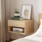 Table de chevet flottante en chêne avec tiroir, table de nuit murale, organiseur de chevet moderne de 40 cm de large