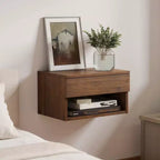 Table de chevet flottante en chêne avec tiroir, table de nuit murale, organiseur de chevet moderne de 40 cm de large