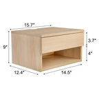 Table de chevet flottante en chêne avec tiroir, table de nuit murale, organiseur de chevet moderne de 40 cm de large