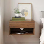 Table de chevet flottante en chêne avec tiroir, table de nuit murale, organiseur de chevet moderne de 40 cm de large