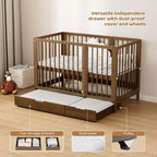 JOYMOR Lit de Bébé Convertible 8 en 1 avec Tiroir, Inclut 2 Matelas, Se Convertit en Moïse, Lit d'Appoint, Lit de Bébé Pleine Taille, Lit de Jour, Lit pour Tout-Petit et Parc de Jeu
