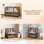 JOYMOR Lit de Bébé Convertible 8 en 1 avec Tiroir, Inclut 2 Matelas, Se Convertit en Moïse, Lit d'Appoint, Lit de Bébé Pleine Taille, Lit de Jour, Lit pour Tout-Petit et Parc de Jeu