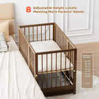 JOYMOR Lit de Bébé Convertible 8 en 1 avec Tiroir, Inclut 2 Matelas, Se Convertit en Moïse, Lit d'Appoint, Lit de Bébé Pleine Taille, Lit de Jour, Lit pour Tout-Petit et Parc de Jeu