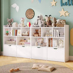 Organisateur de jouets avec 2 tiroirs mobiles, organisateur de jouets avec 5 casiers ouverts, coffre de rangement multifonctionnel pour salle de jeux