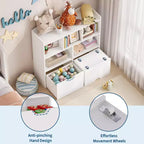 Organisateur de jouets avec 2 tiroirs mobiles, organisateur de jouets avec 5 casiers ouverts, coffre de rangement multifonctionnel pour salle de jeux