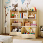 Organisateur de jouets avec 2 tiroirs mobiles, organisateur de jouets avec 5 casiers ouverts, coffre de rangement multifonctionnel pour salle de jeux