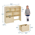 Organisateur de jouets avec 2 tiroirs mobiles, organisateur de jouets avec 5 casiers ouverts, coffre de rangement multifonctionnel pour salle de jeux