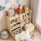 Organisateur de jouets avec 2 tiroirs mobiles, organisateur de jouets avec 5 casiers ouverts, coffre de rangement multifonctionnel pour salle de jeux