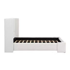 Lit Plateforme Rembourré Élégant avec Tête de Lit Haute à Ailettes, Cadre de Lit Queen/King Size, Blanc - ModernLuxe
