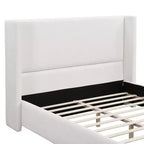 Lit Plateforme Rembourré Élégant avec Tête de Lit Haute à Ailettes, Cadre de Lit Queen/King Size, Blanc - ModernLuxe
