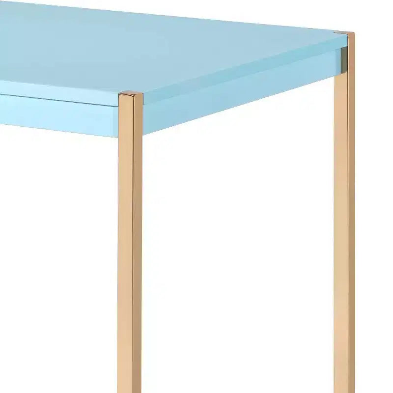 Okak Bureau de 108 cm avec Ports USB, Bureau Debout avec Base en Métal Doré, Bureau Informatique pour Salon, Bureau, Salle de Lecture