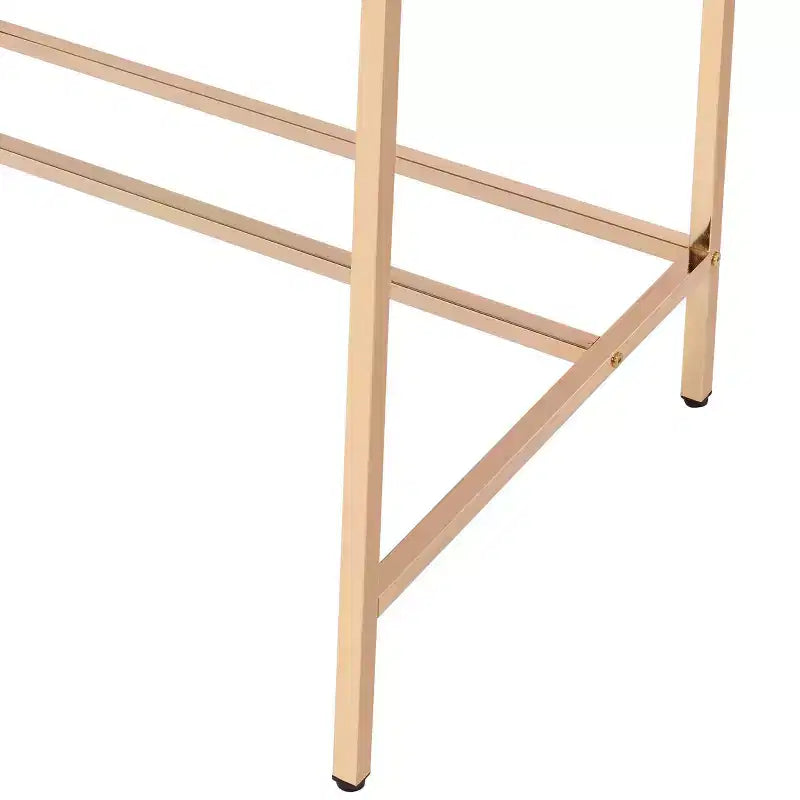 Okak Bureau de 108 cm avec Ports USB, Bureau Debout avec Base en Métal Doré, Bureau Informatique pour Salon, Bureau, Salle de Lecture
