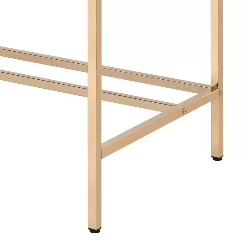 Okak Bureau de 108 cm avec Ports USB, Bureau Debout avec Base en Métal Doré, Bureau Informatique pour Salon, Bureau, Salle de Lecture