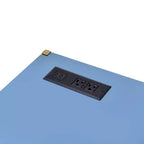 Okak Bureau de 108 cm avec Ports USB, Bureau Debout avec Base en Métal Doré, Bureau Informatique pour Salon, Bureau, Salle de Lecture