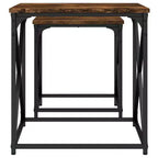 vidaXL Tables basses gigognes (lot de 2) - Bois d'ingénierie aspect chêne fumé avec cadre en métal pour salon, bureau - Meuble polyvalent