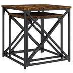 vidaXL Tables basses gigognes (lot de 2) - Bois d'ingénierie aspect chêne fumé avec cadre en métal pour salon, bureau - Meuble polyvalent