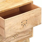 vidaXL Table de chevet en bois de manguier massif - Table de nuit en bois fabriquée à la main avec 2 tiroirs, robuste et durable, unique et décorative, montage facile requis