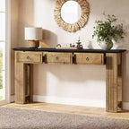 Lantine 63 Table Console avec 3 Tiroirs, Table de Canapé de Ferme Derrière le Canapé, Meuble d'Entrée Rustique pour Couloir, Salon