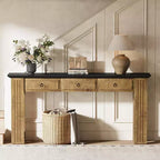 Lantine 63 Table Console avec 3 Tiroirs, Table de Canapé de Ferme Derrière le Canapé, Meuble d'Entrée Rustique pour Couloir, Salon