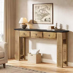Lantine 63 Table Console avec 3 Tiroirs, Table de Canapé de Ferme Derrière le Canapé, Meuble d'Entrée Rustique pour Couloir, Salon