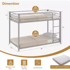 JOYMOR Lit superposé double sur double, cadre de lit double en métal avec barrière de sécurité pour garçons et filles