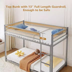 JOYMOR Lit superposé double sur double, cadre de lit double en métal avec barrière de sécurité pour garçons et filles