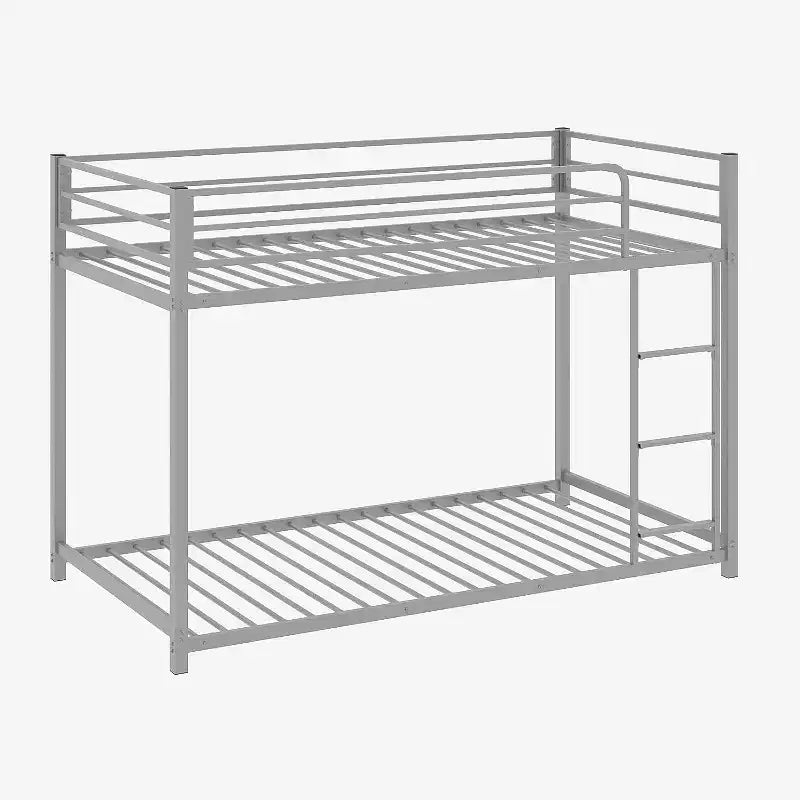 JOYMOR Lit superposé double sur double, cadre de lit double en métal avec barrière de sécurité pour garçons et filles