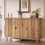 Buffet en bois massif Lantine avec rangement, buffet de ferme avec 3 portes et 2 étagères réglables, pour cuisine et entrée, naturel