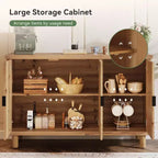 Buffet en bois massif Lantine avec rangement, buffet de ferme avec 3 portes et 2 étagères réglables, pour cuisine et entrée, naturel