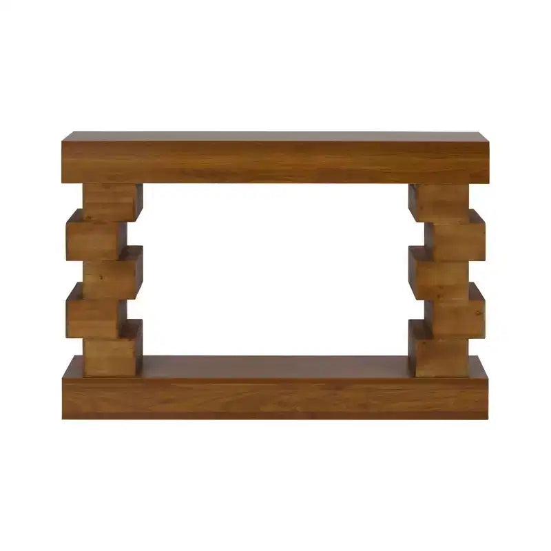Console de table GDFStudio Ada Rustic Geometric Block Stacked Wood